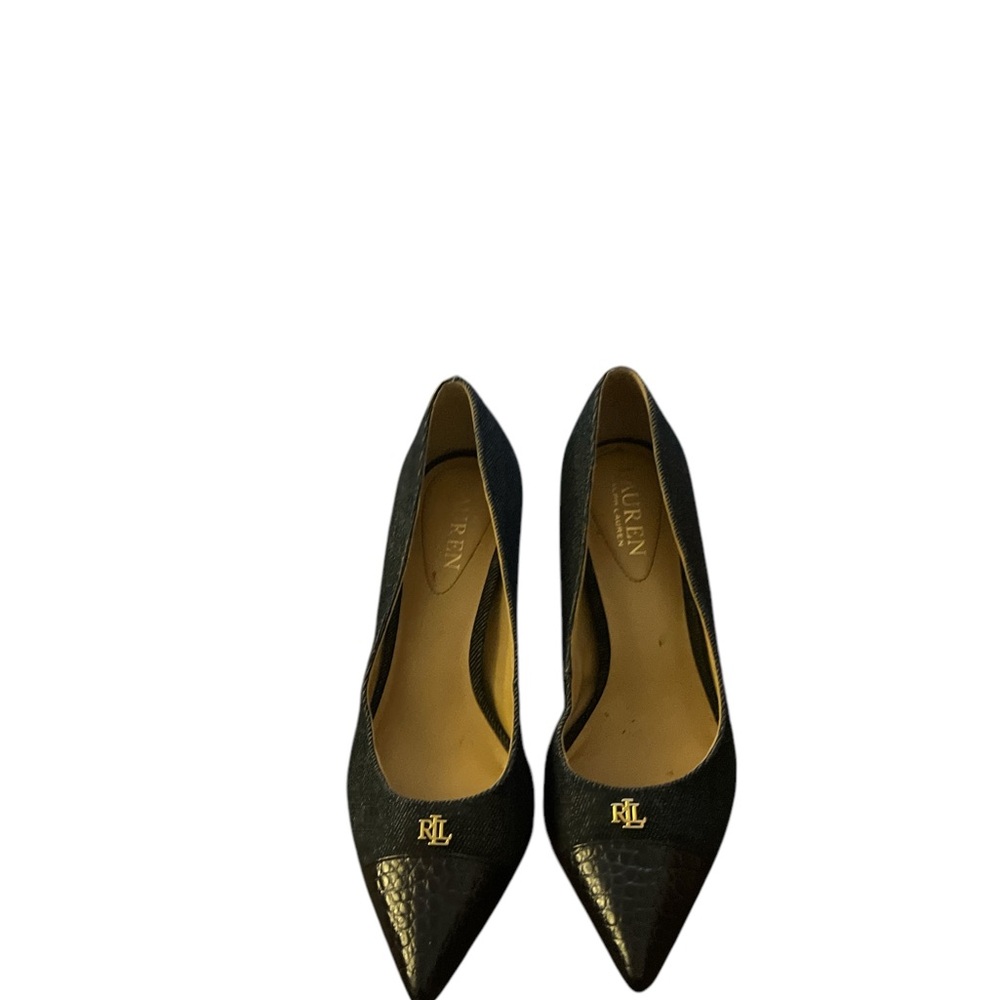 Ralph Lauren navy denim/leather low heels 6B
